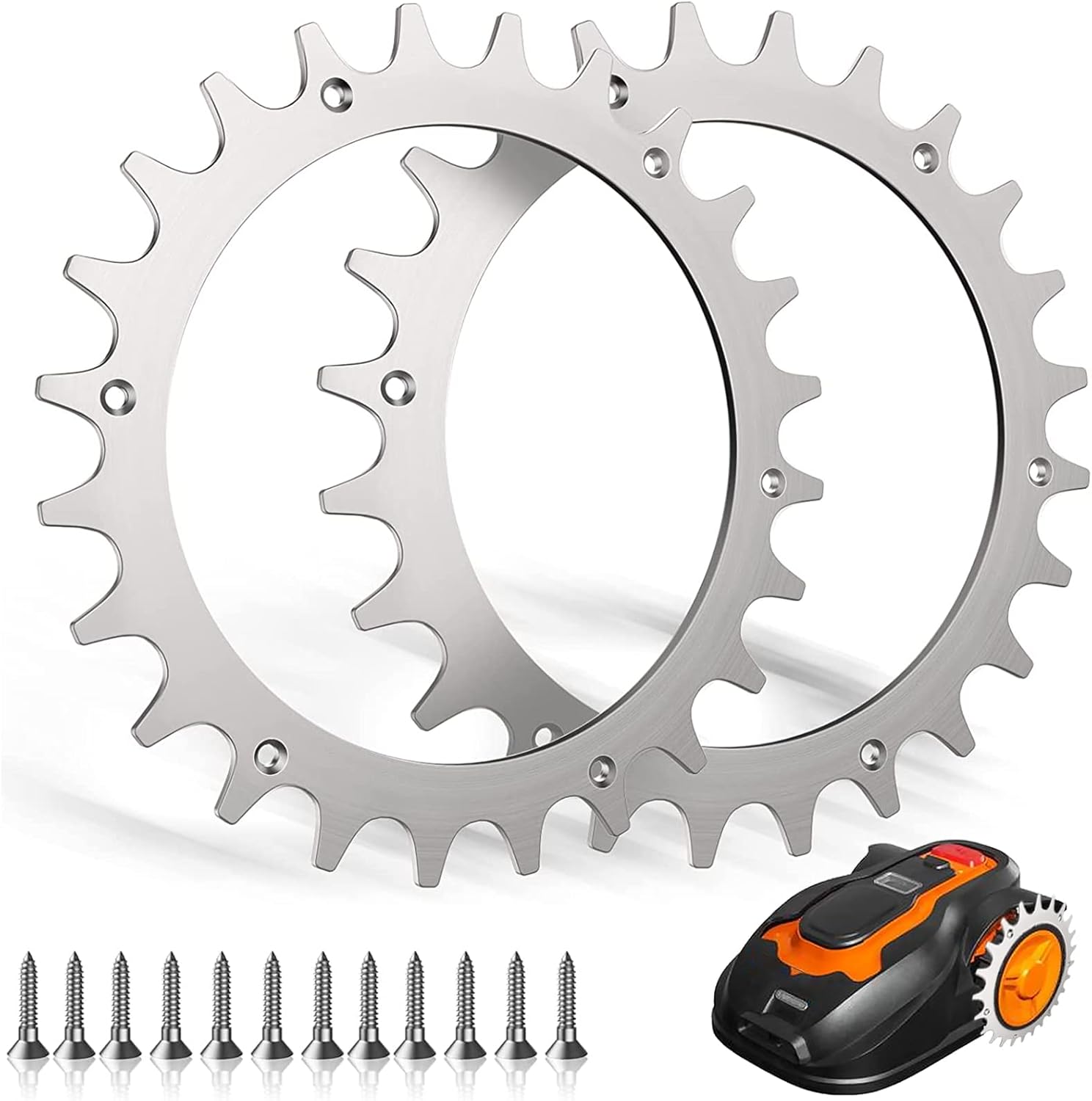 Worx Landroid L Lawn Mower Stainless Steel Spikes 225 mm Wheel Compatible with 12 Screws