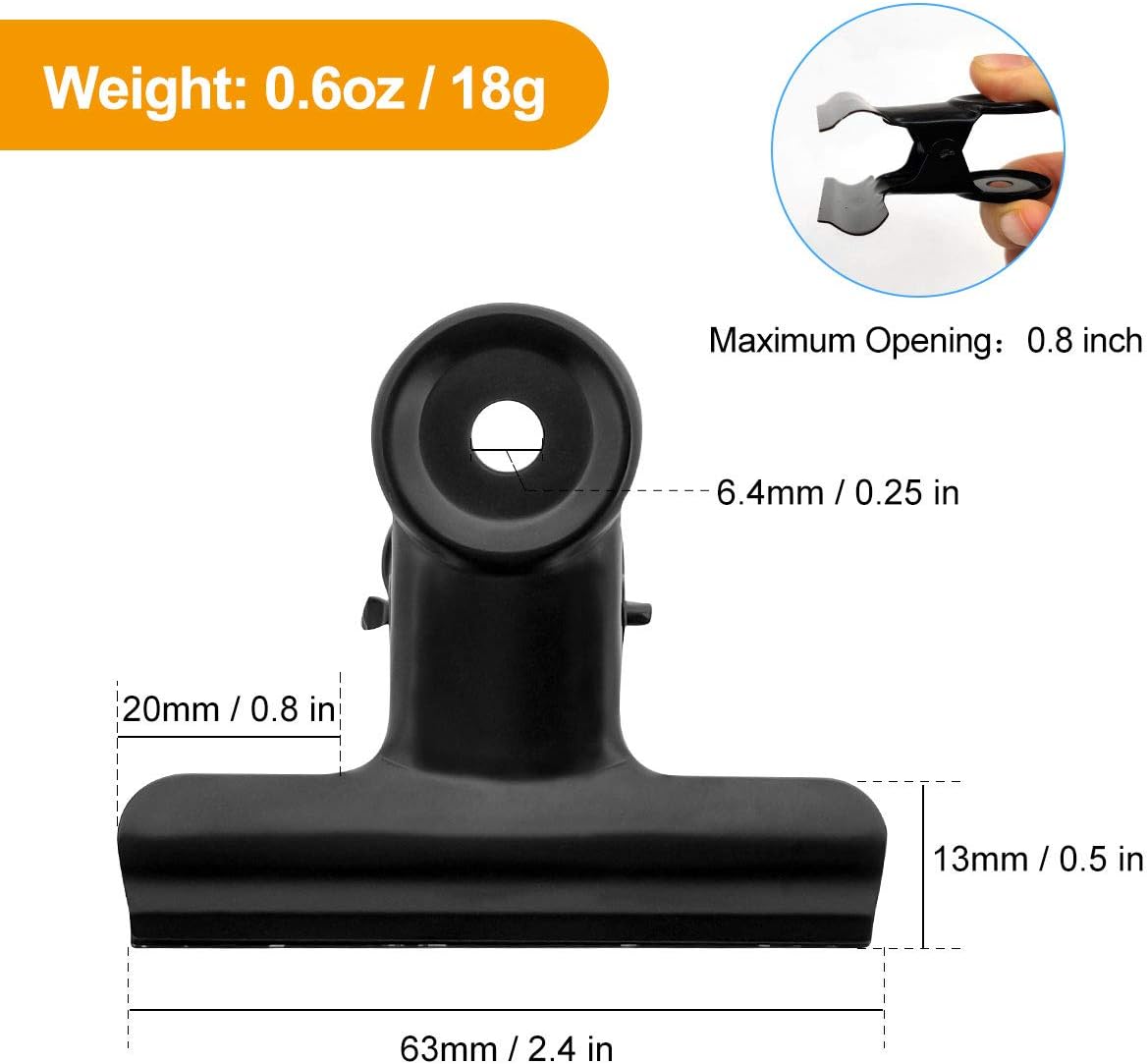 12-pack large black binder paper clips / metal hinge clip Fi