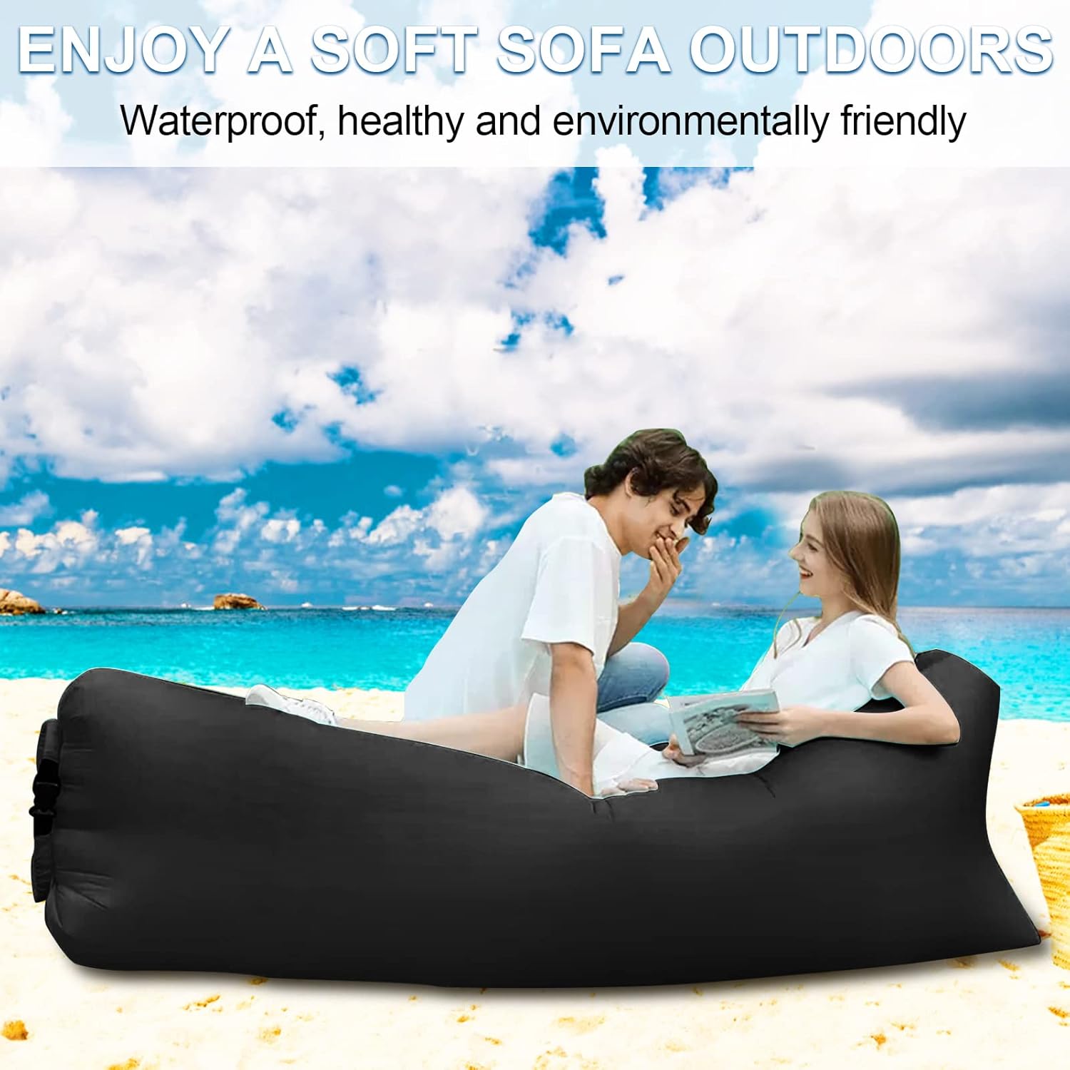 Portable Inflatable Air Lounger with Carry Bag for Beach
