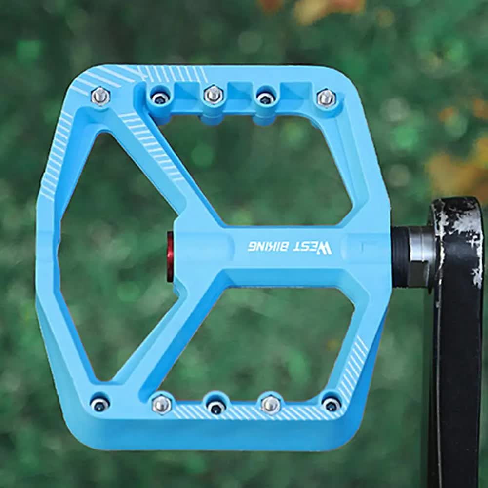 1 pair of wide pedals with non-slip surface and repair function, blue