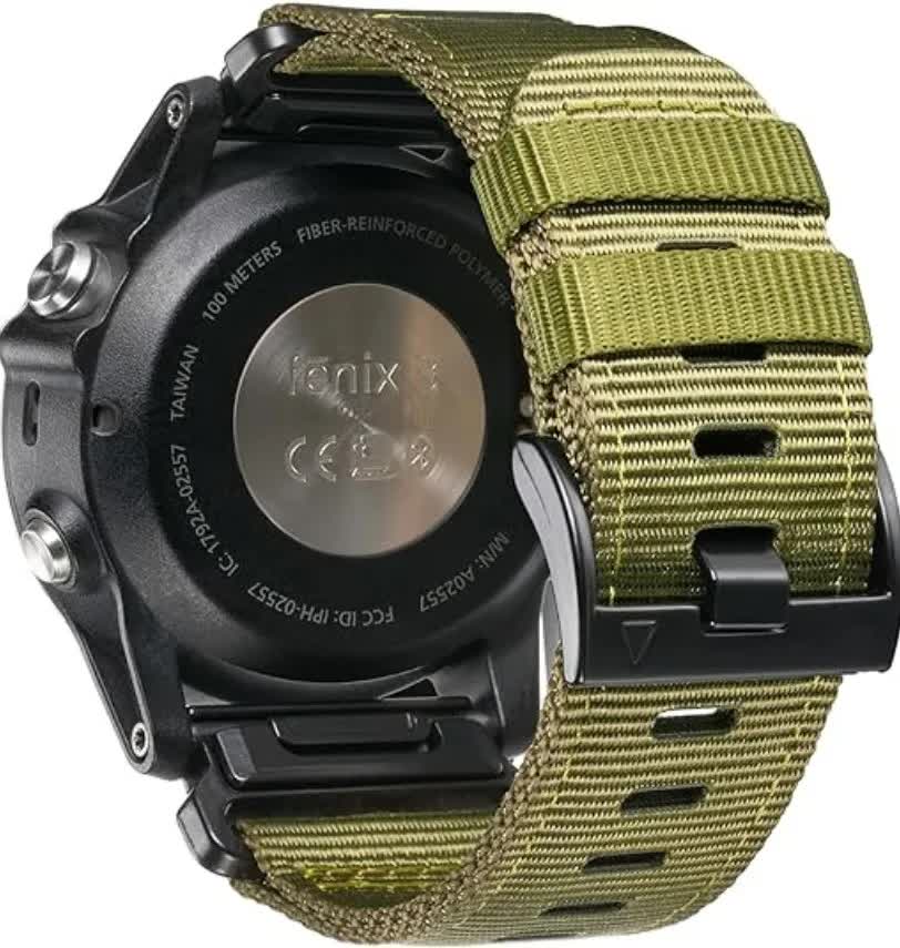 GARMIN Fenix 7X Pro 6X Compatible 26mm Military Nylon Replacement Strap Army Green