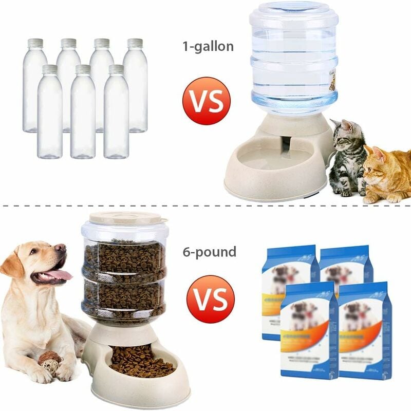 Automatic Pet Food and Water Dispenser 3.8L for Cats and Dogs, 2-Pack