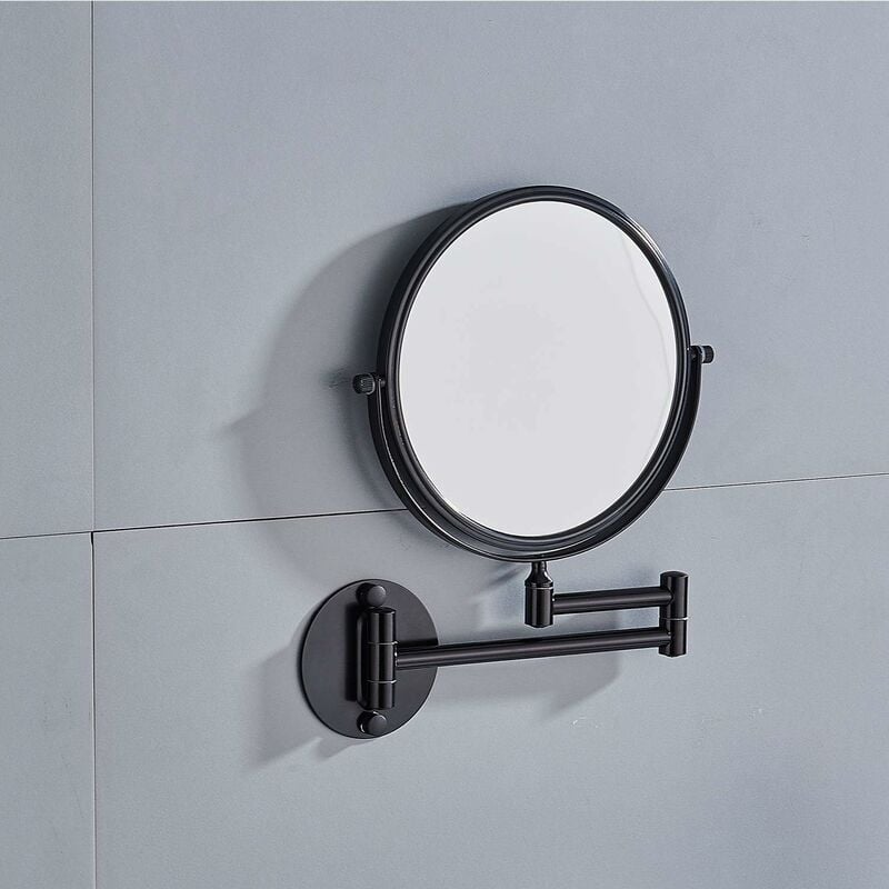 Wall Mounted Makeup Mirror 20cm Black 3 Pack 360 Rotatable Extendable Double Mirror