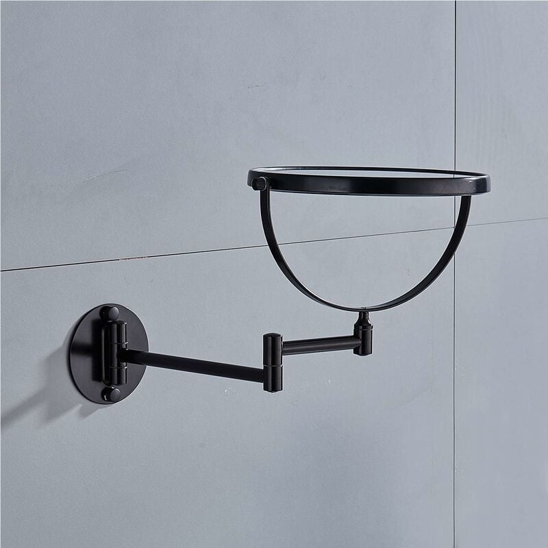 Wall Mounted Makeup Mirror 20cm Black 3 Pack 360 Rotatable Extendable Double Mirror