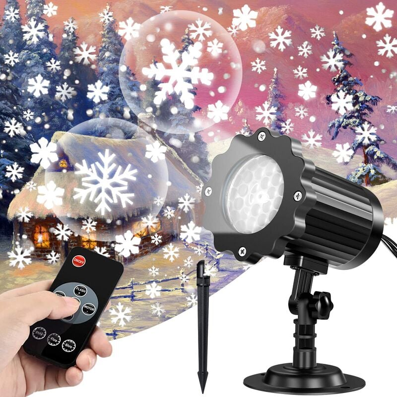 Snowflake Projection Lamp with Remote Control IP65 Waterproof Outdoor Christmas Light for Indoor Party Garden Wedding Bar Decor