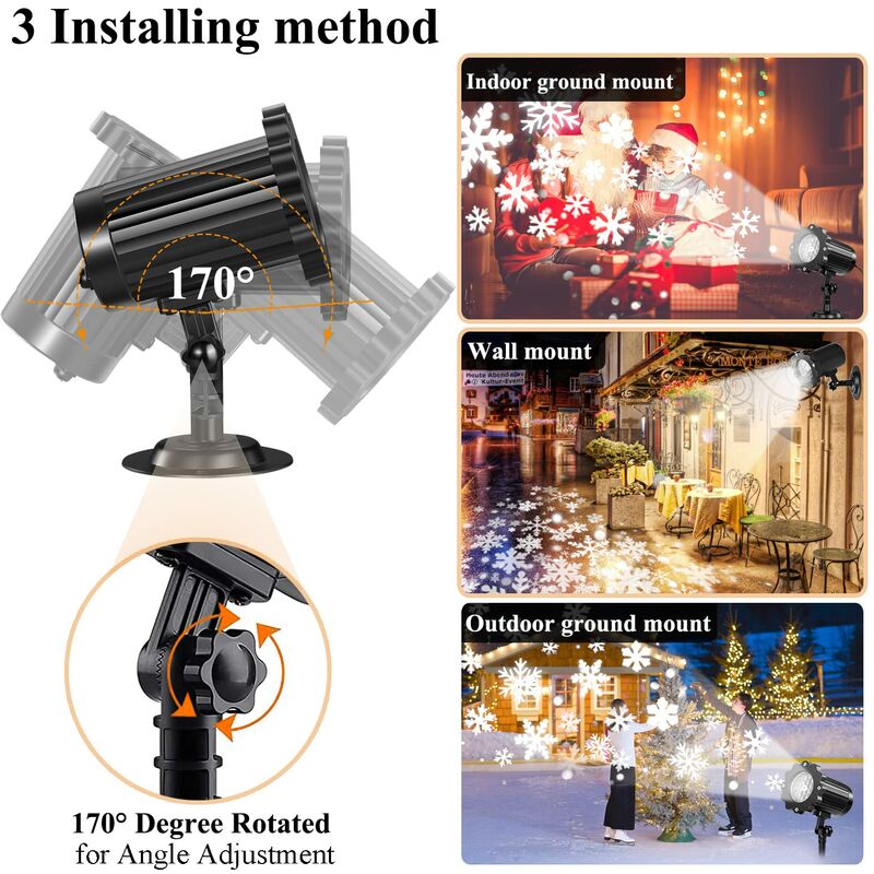 Snowflake Projection Lamp with Remote Control IP65 Waterproof Outdoor Christmas Light for Indoor Party Garden Wedding Bar Decor
