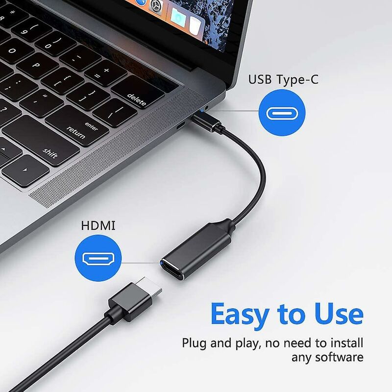4K HDMI to USB C Adapter with Audio Video Output Compatible with MacBook iPad Pro Samsung Huawei Mate 20 Black