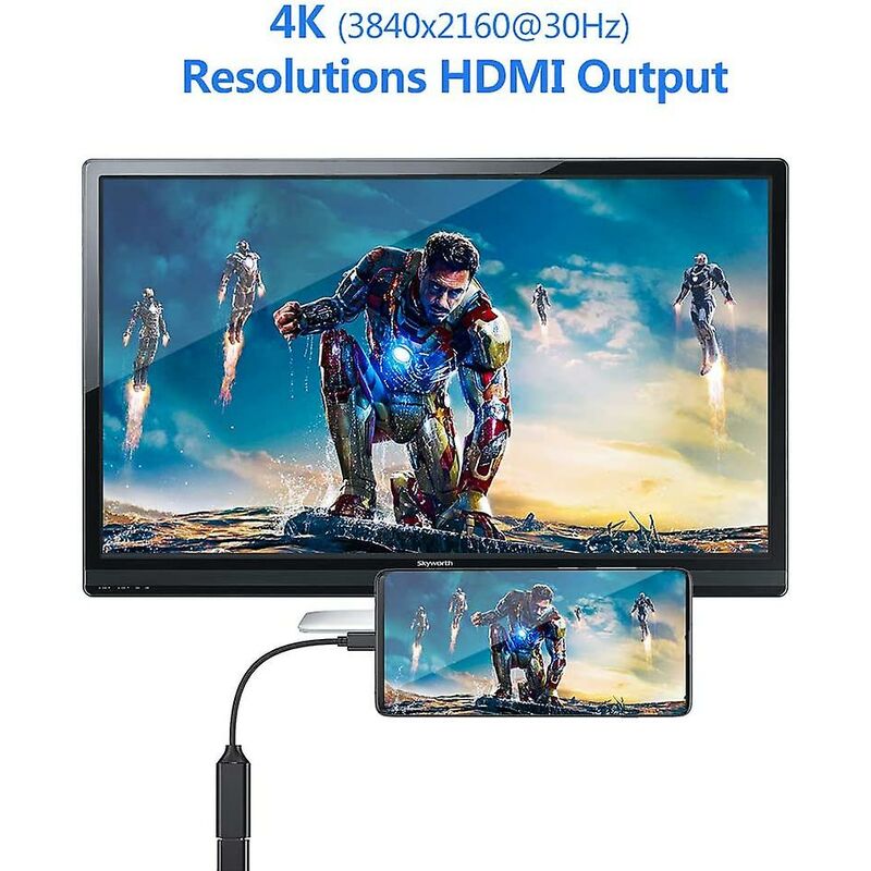 4K HDMI to USB C Adapter with Audio Video Output Compatible with MacBook iPad Pro Samsung Huawei Mate 20 Black