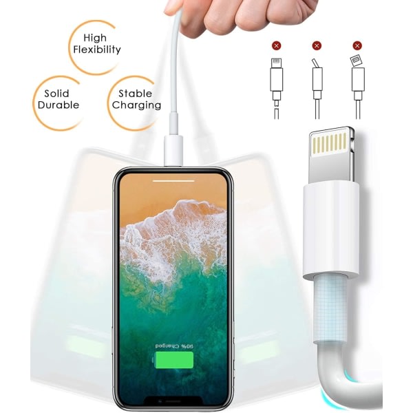 4-Pack Apple MFi Certified Lightning Charging Cable 1.8m – Compatible with iPhone 12/11/X/XR/XS/8/7