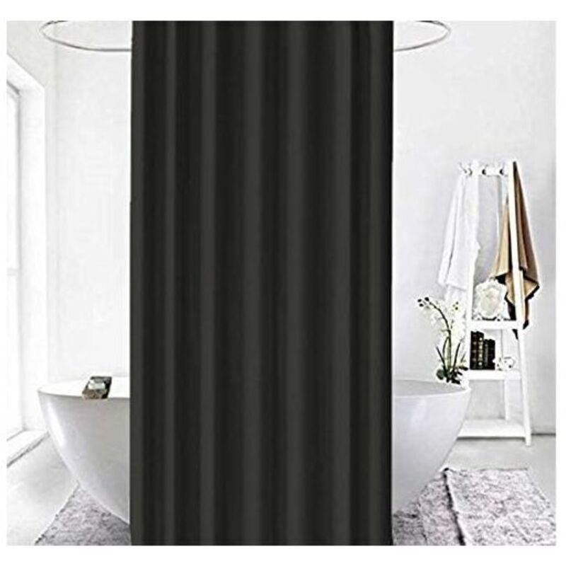 Shower Curtain 120x200 cm Black Waterproof Anti-Mildew Polyester with Hooks Included