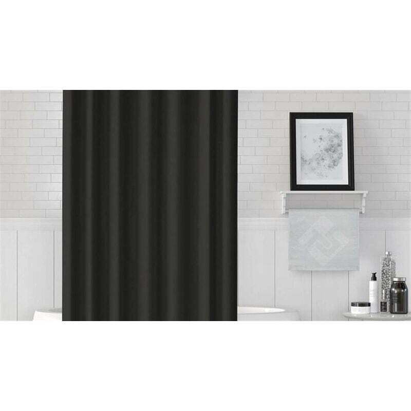 Shower Curtain 120x200 cm Black Waterproof Anti-Mildew Polyester with Hooks Included