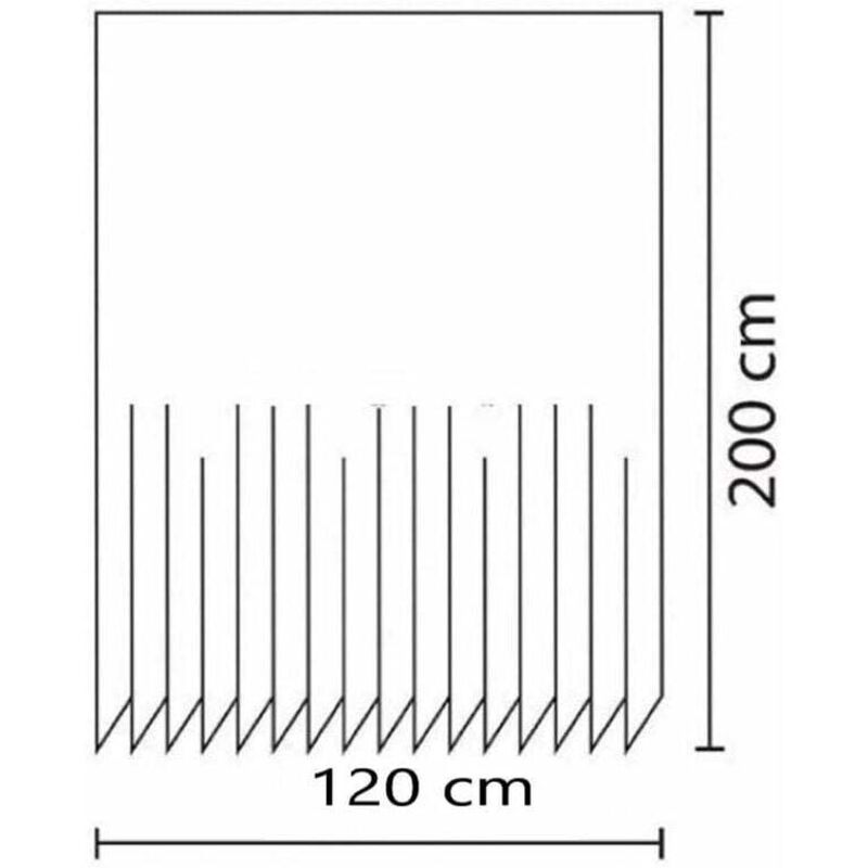 Shower Curtain 120x200 cm Black Waterproof Anti-Mildew Polyester with Hooks Included