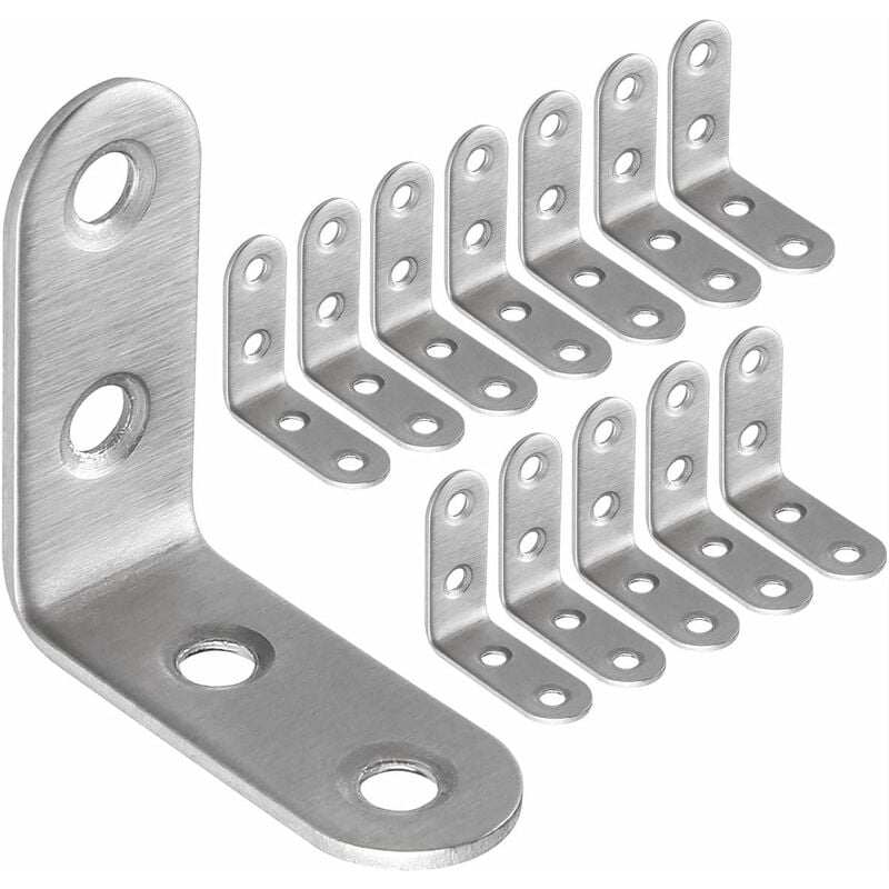 Stainless Steel Corner Brackets 40x40mm 13pcs Furniture Repair Silver Compatible with Furniture Brands