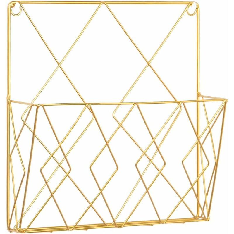 Wall Mounted Metal Newspaper Magazine Rack Storage Organizer Gold Compatible with Standard Sizes
