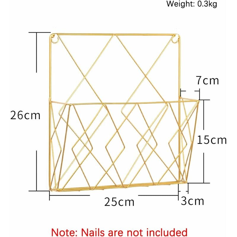 Wall Mounted Metal Newspaper Magazine Rack Storage Organizer Gold Compatible with Standard Sizes