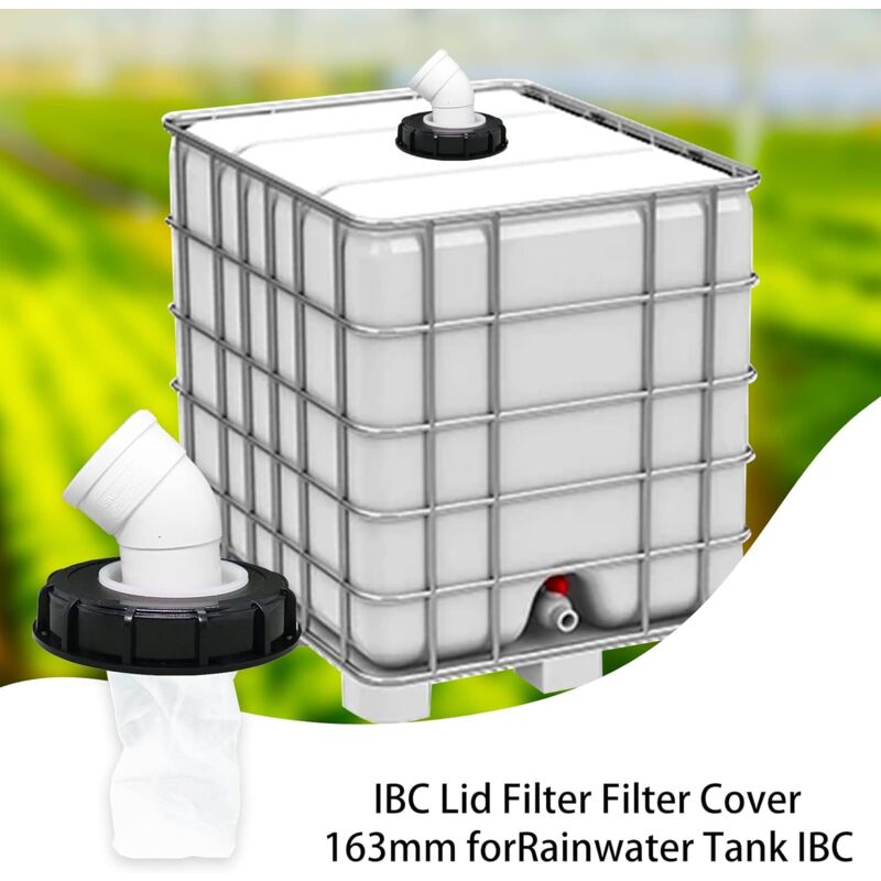 163mm Nylon Rainwater Filter with Lid, 45° Inlet, Washable, Compatible with IBC Water Tank DN 150