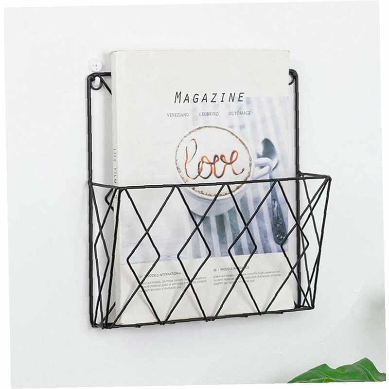 Metal Magazine Rack for Wall - Storage Shelf for Office, Living Room, Bedroom - Compatible with Newspapers, Books and Files