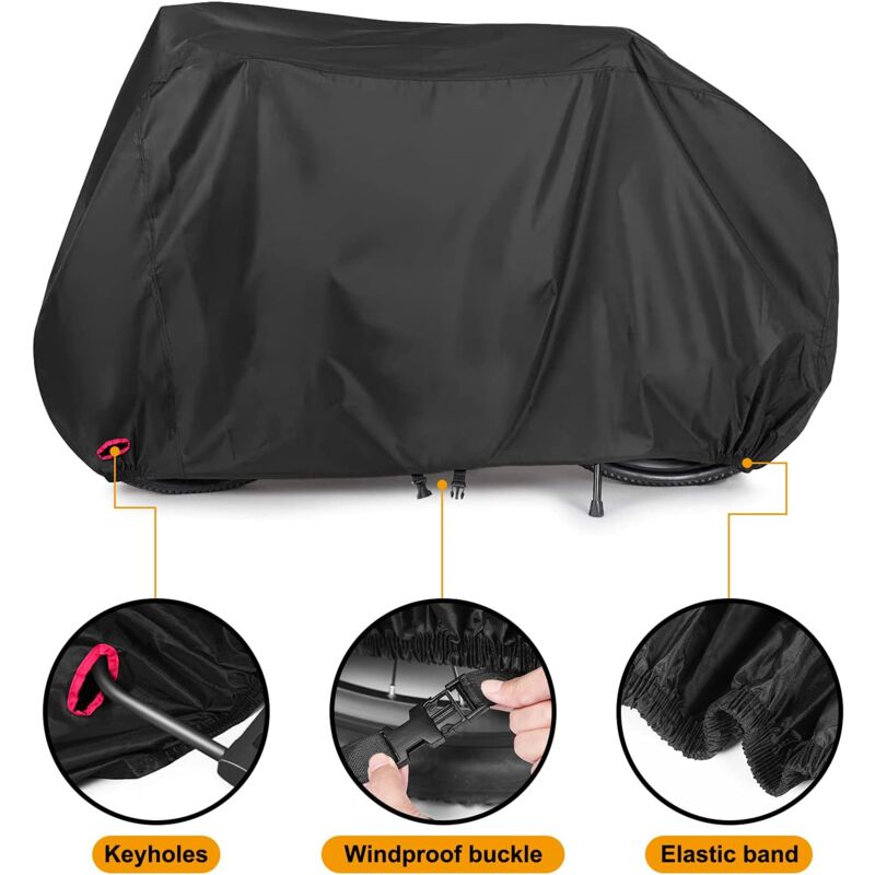 Bicycle Cover for 2 Bikes Waterproof Windproof 210D Oxford Storage Bag with Lock Holes Compatible with 56Vingt