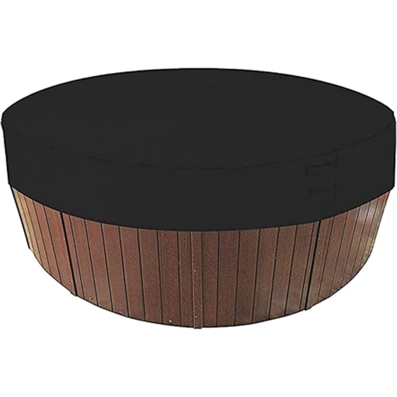 Round Pool Cover Sunshade, 100% UV Resistant Waterproof Spa Cover, 190T for Outdoor Spa Tub, 200x30cm (Black)