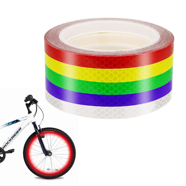 Reflective Stickers for Bicycle, Color Reflective Tape, Self-Adhesive Safety Tape, Waterproof Warning Tape (1cm*8m)