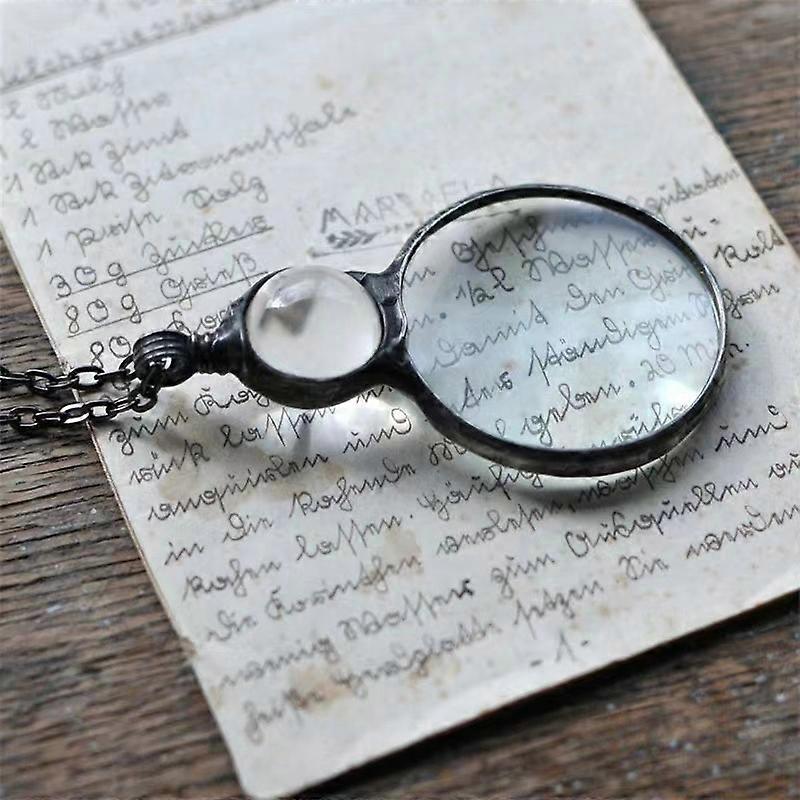 Magnifying Glass Necklace for Reading, Blue Magnifying Glass Jewelry, Elderly Gift