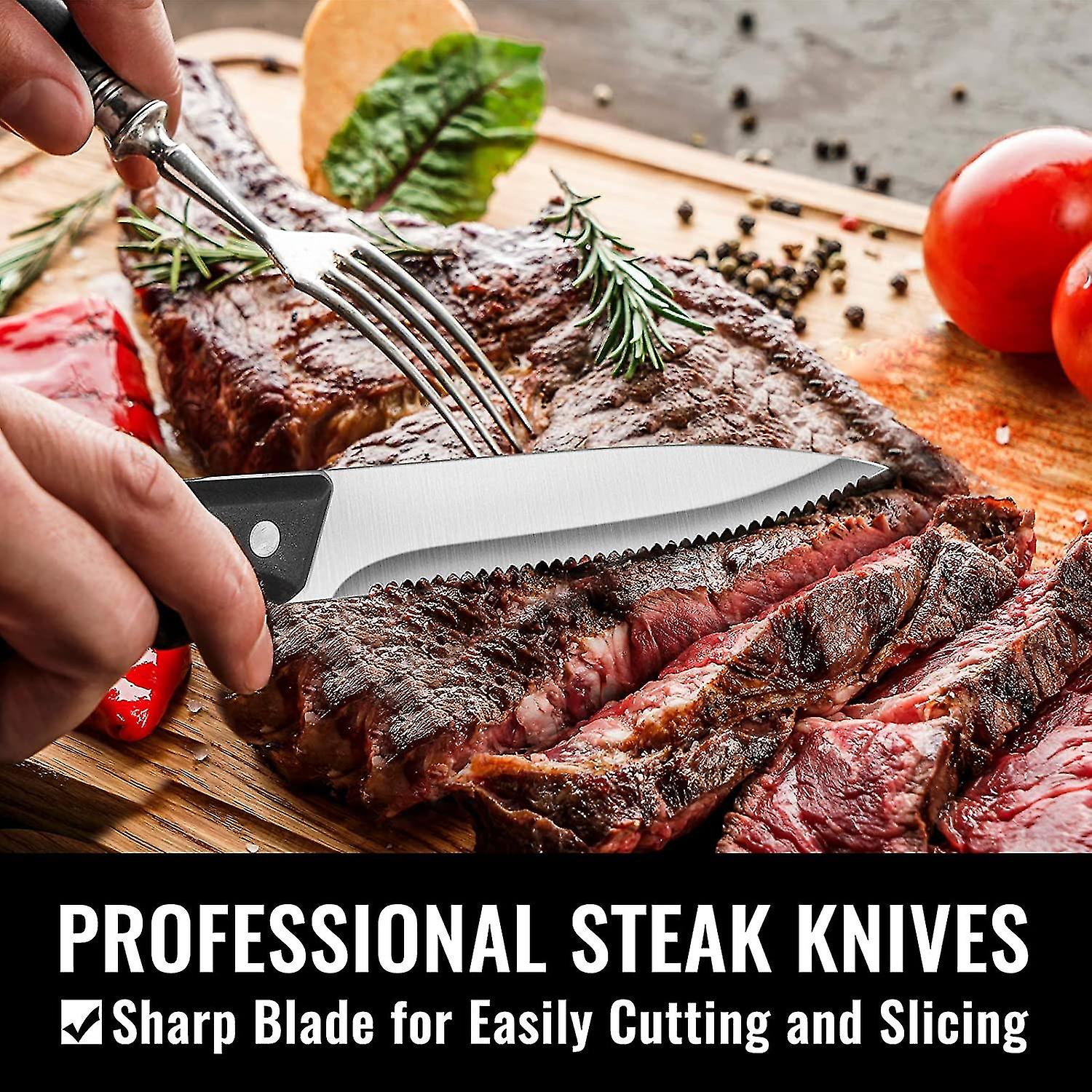 Stainless Steel Cutlery Set for 8 People with Steak Knives - 48 Pieces for Home, Kitchen, Restaurant