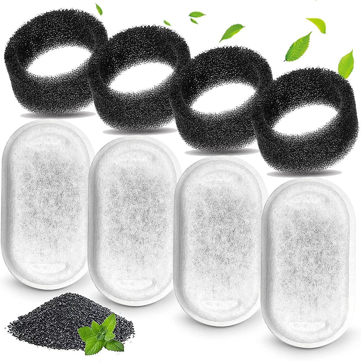 Water Fountain Filter Set of 16 Compatible with Catit Stainless Steel Pet Fountain Includes 8 Replacement Filters and 8 Sponges