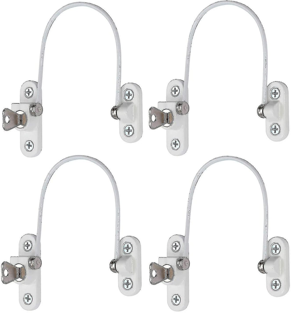 4 pcs Window Limiter, Window Limiter, Childproof Window Lock, Window Lock, Door Lock - White