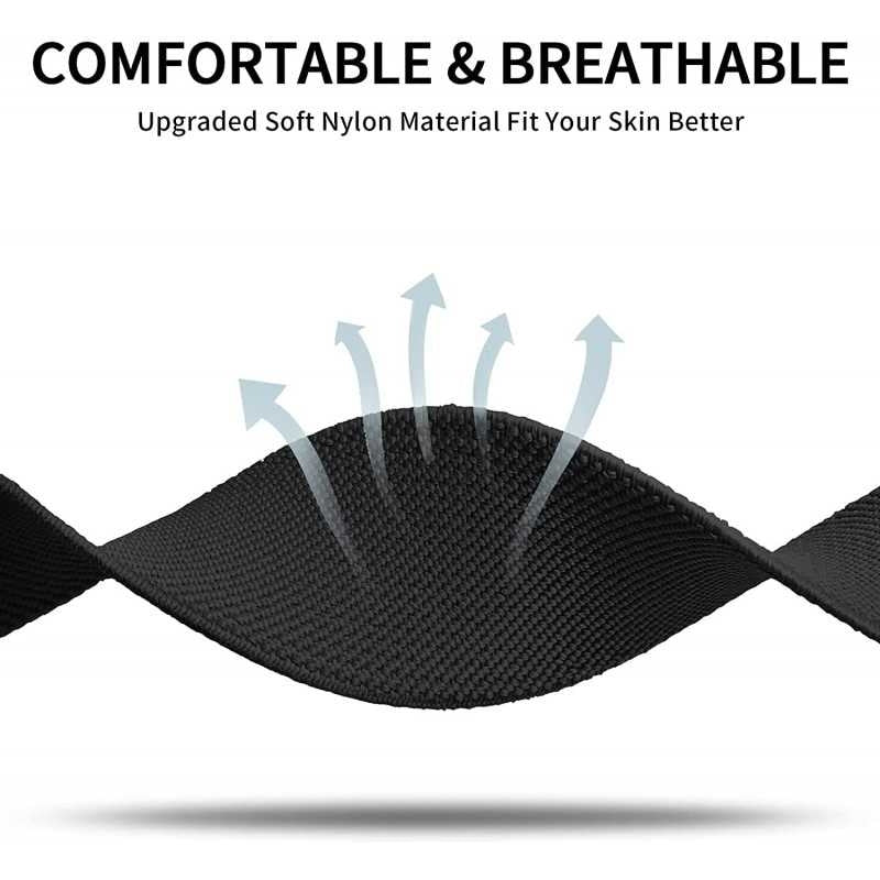 Compatible with Apple Watch 42/44/45/49 mm Adjustable Elastic Nylon Strap Black