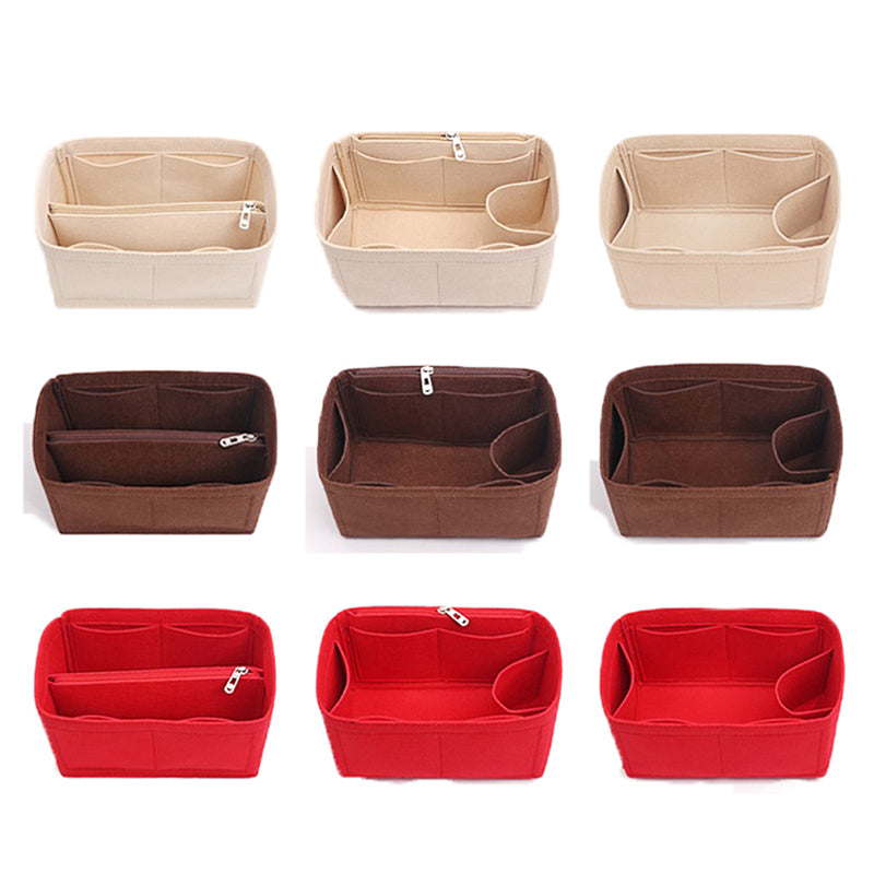 Bag Organizer Felt Fabric Insert 25 30 35 Makeup Handbag Khaki StyleC A