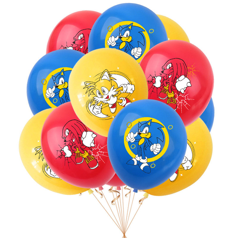 Sonic Birthday Theme Party Decoration Cartoon Accordion Flag Insert Balloon Set D