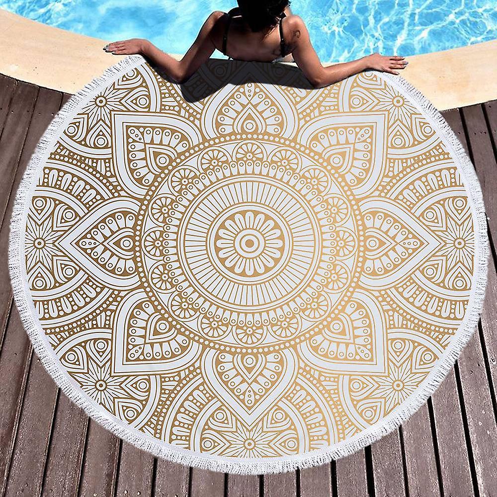 Round microfiber mandala beach towel hippie boho beach towel with tassels oversized wrap blanket tr