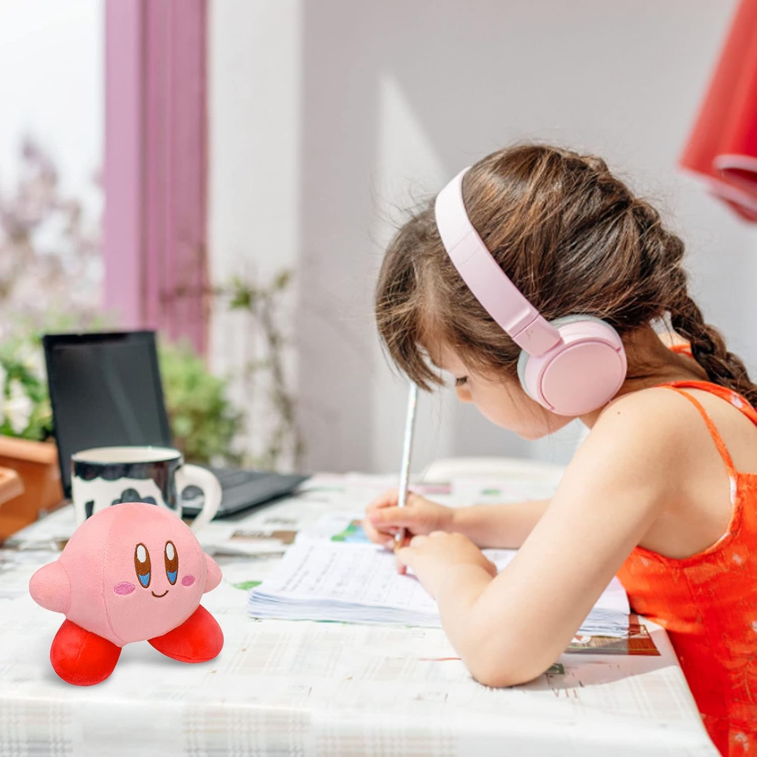 Kirby Plush Toy Pink Kirby Stuffed Animal Plush Toys Kirby Doll Figure Kirby Plush Anime Game Kirby Soft Sleeping Pillow Gift Toy for Girls Boys