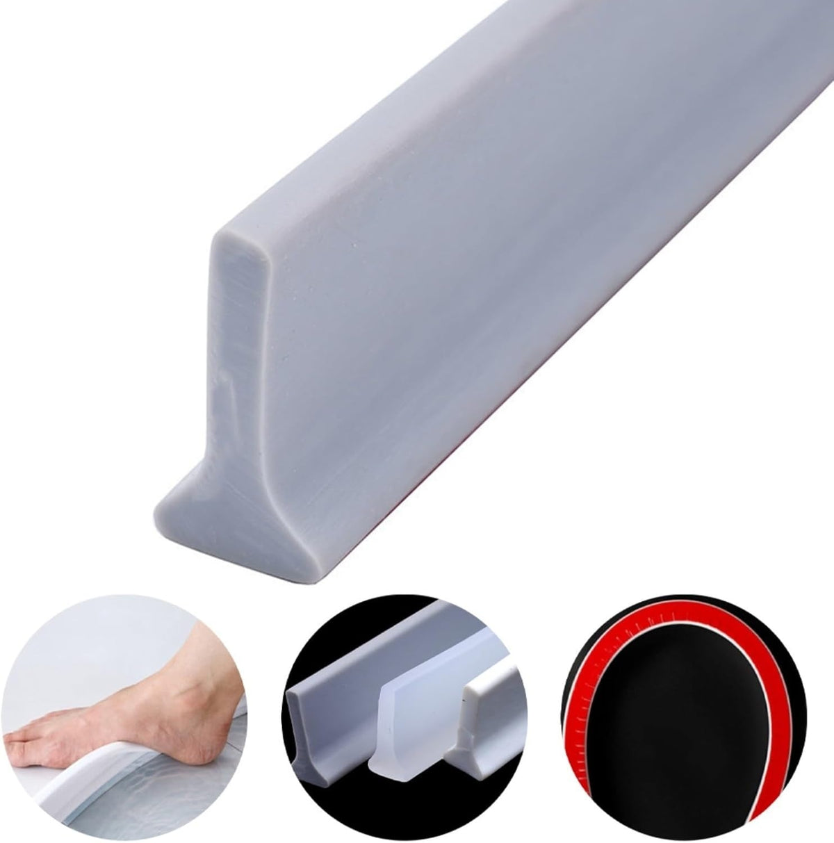 Shower Threshold Water Barrier Self-Adhesive Strip 2m Black