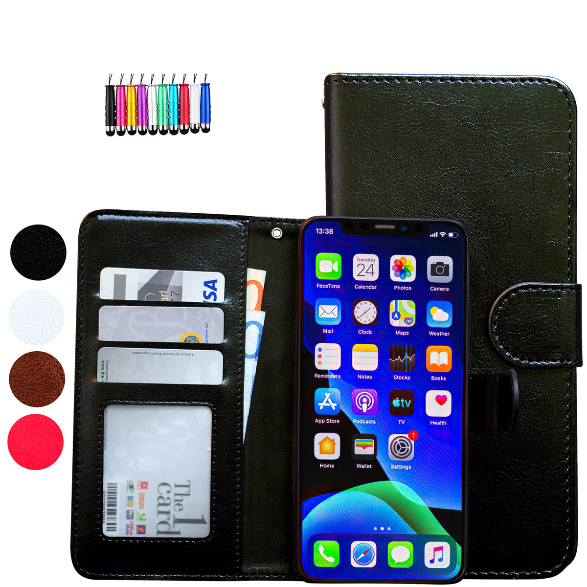 iPhone 12 Leather Case Protection Black Compatible with iPhone 12