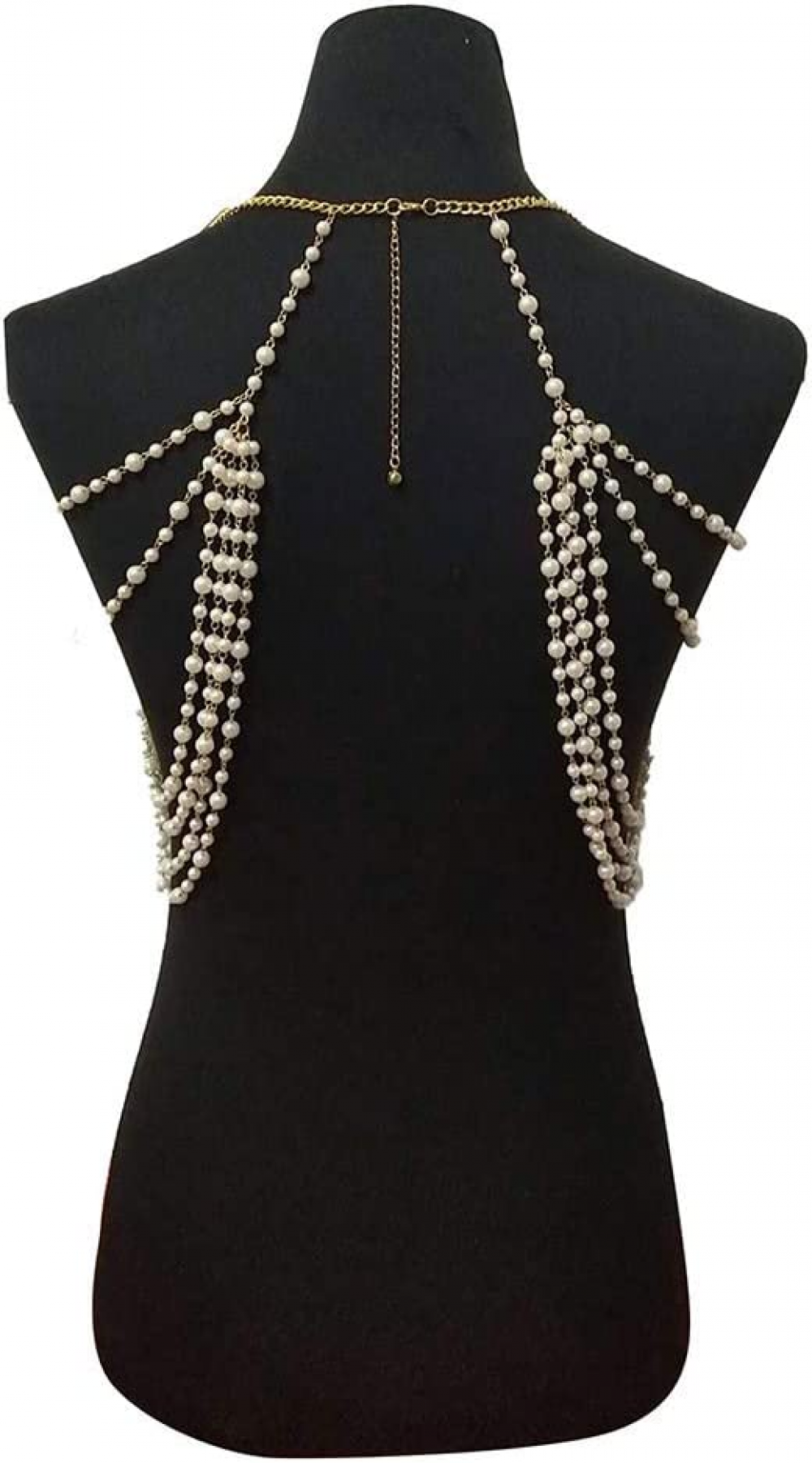 Pearl Body Chain for Women, Gold Multi-layer Necklace for Backless Dresses and Bikinis, Bridal Jewelry