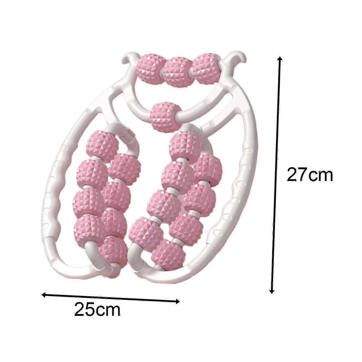 Massage Roller Relax Roller 20 Wheels Tubular Device Arm Leg Massage Circular Leg Clamps for Golfers Elbow Neck Leg Ankle Pink