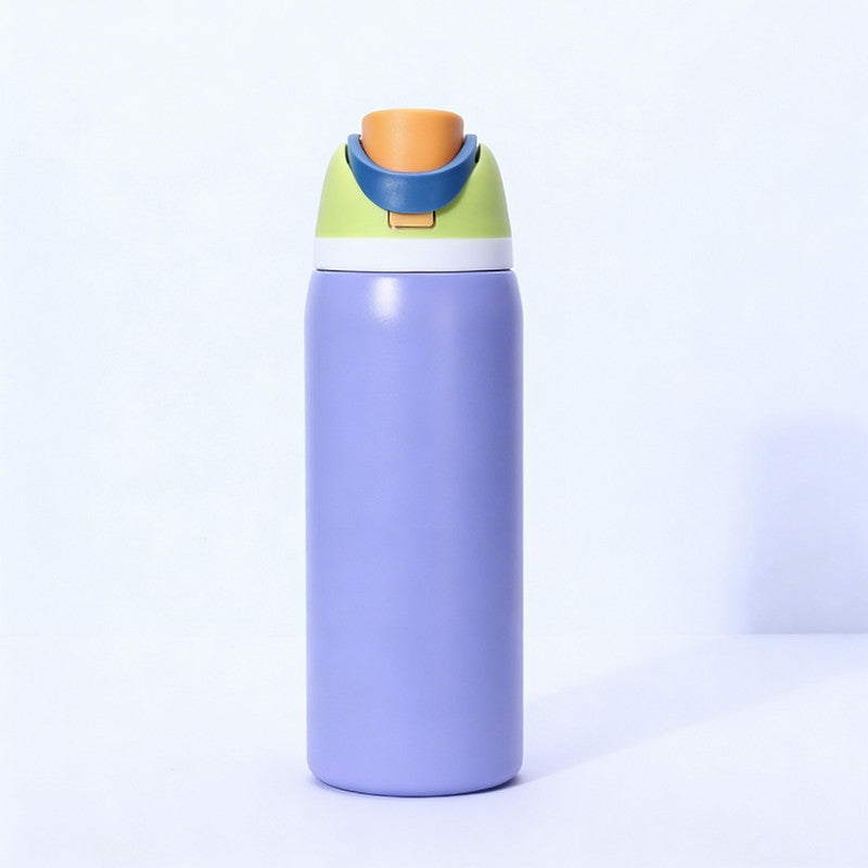 Insulated Stainless Steel Water Bottle with Straw,Purple color blocking & 24 oz, BPA-Free, for Travel, Sports, Outdoors