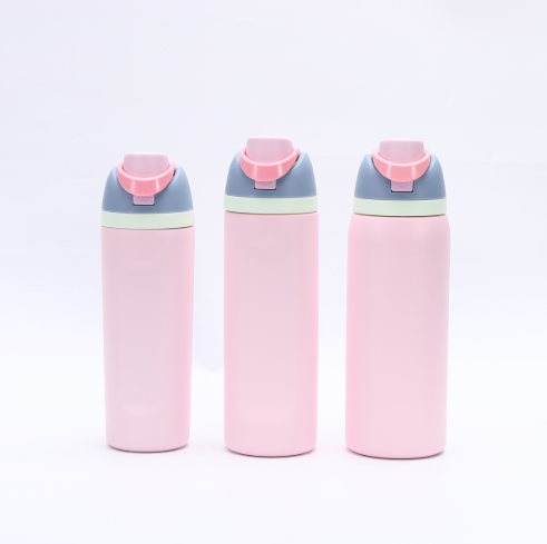 Insulated Stainless Steel Water Bottle with Straw,Pink color blocking & 24 oz, BPA-Free, for Travel, Sports, Outdoors