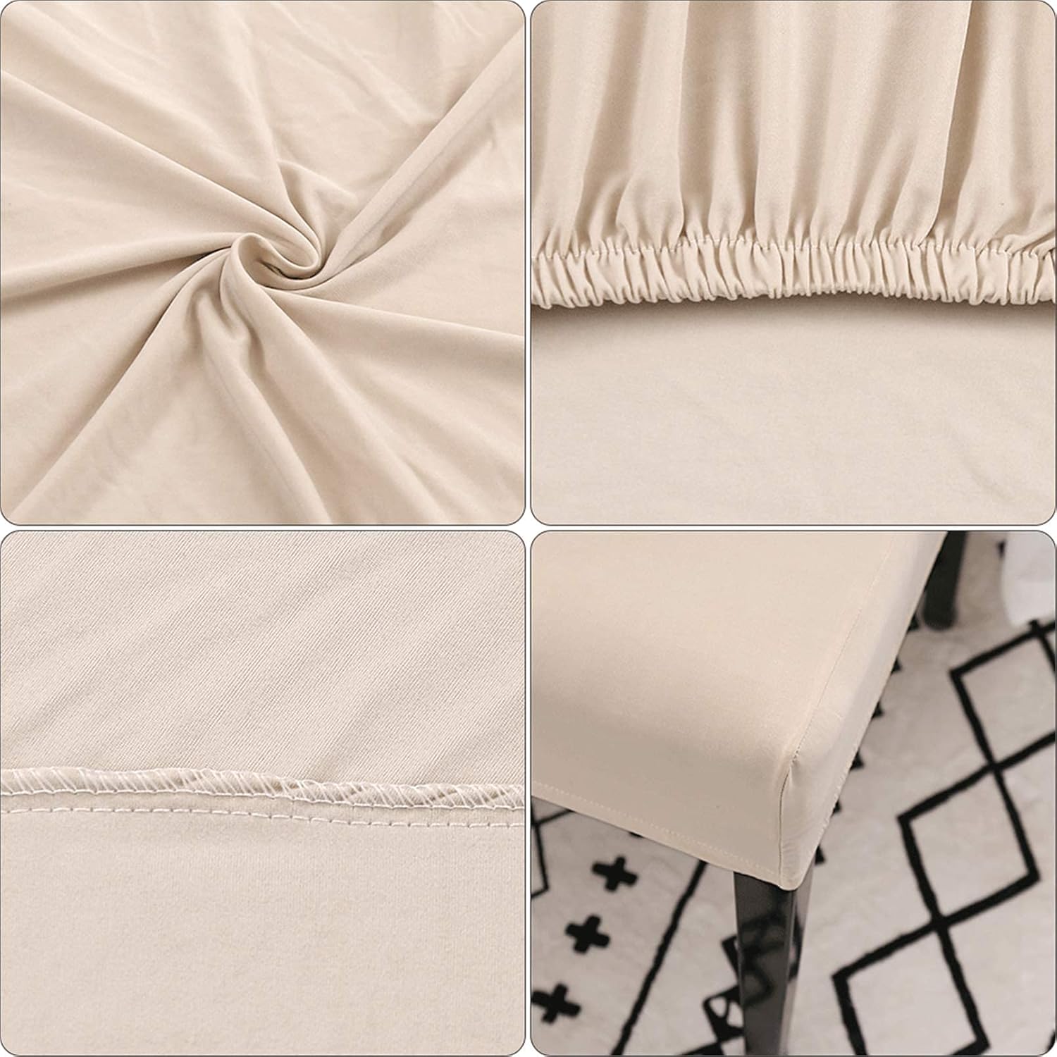 Dining Room Chair Covers, Stretchy Washable Removable Set of 6 Beige Seat Protectors Compatible with Hotel Chairs