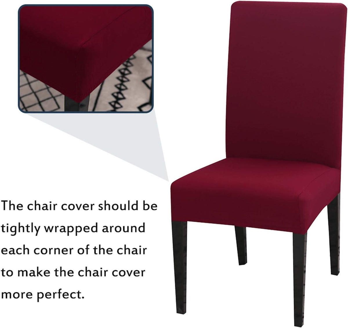 Stretch Washable Chair Covers Set of 4 Wine Red Removable Slipcovers for Hotel Decoration
