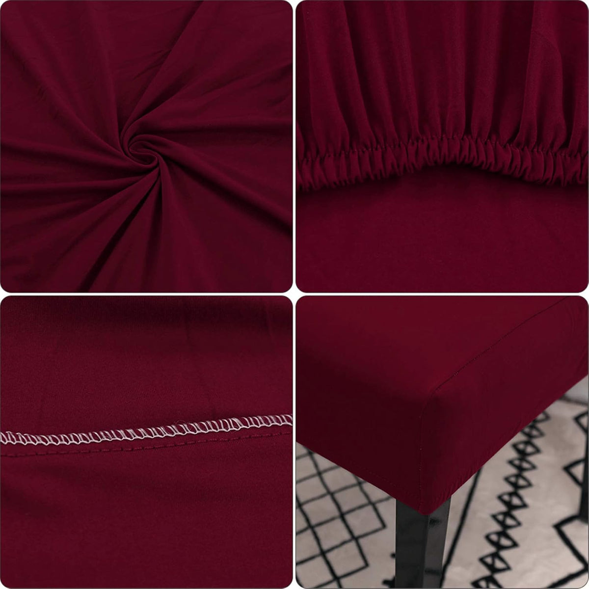 Stretch Washable Chair Covers Set of 4 Wine Red Removable Slipcovers for Hotel Decoration