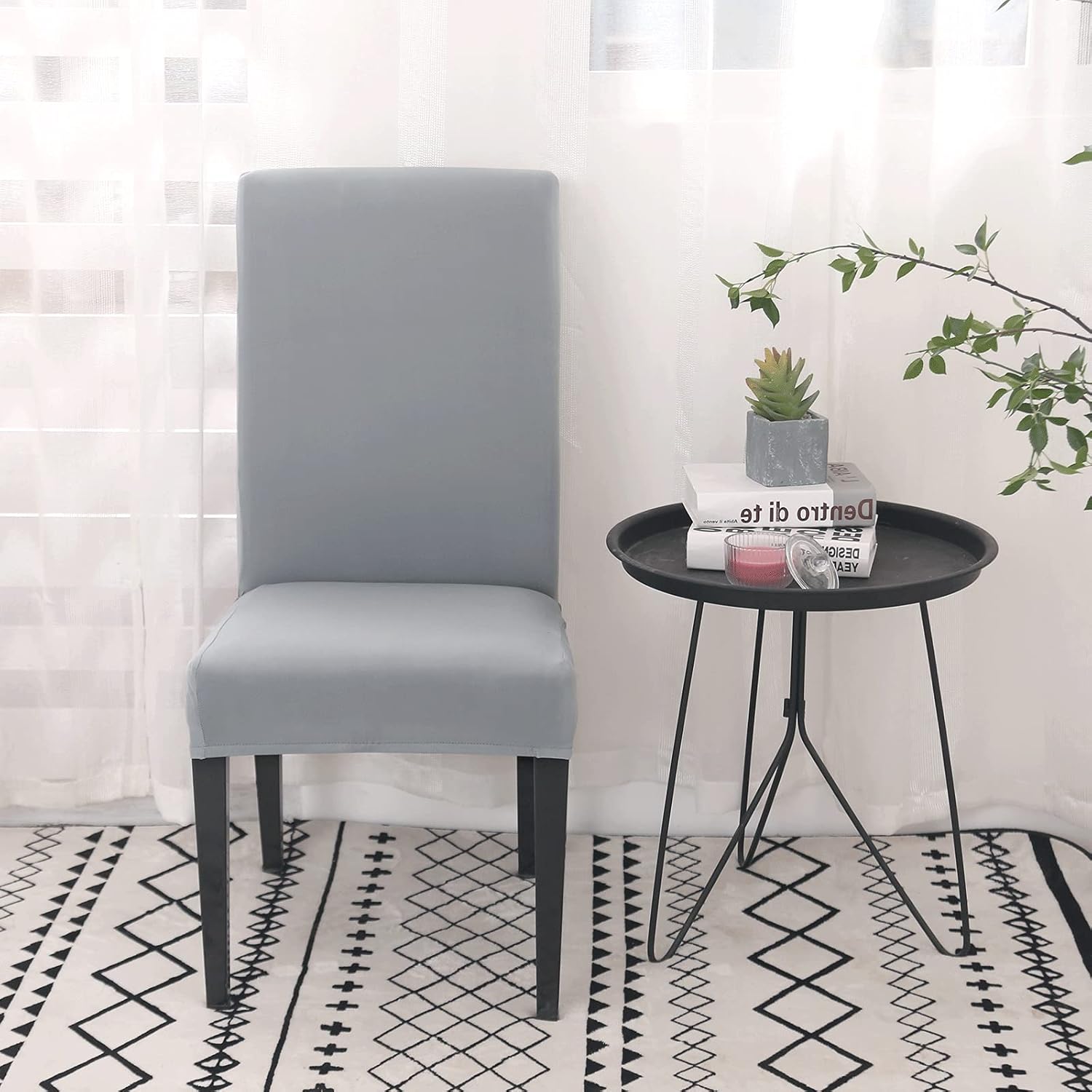 Stretch Removable Washable Chair Covers Set of 4 or 6, Wine Red Hotel Chair Slipcovers Decorations Seat Covers 6pcs