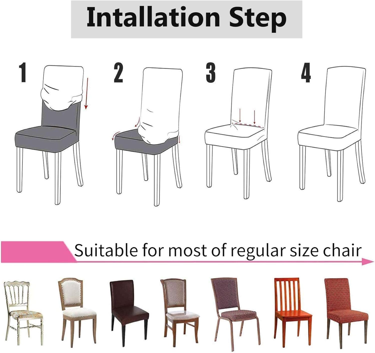 Stretch Removable Washable Chair Covers Set of 4 or 6, Wine Red Hotel Chair Slipcovers Decorations Seat Covers 6pcs