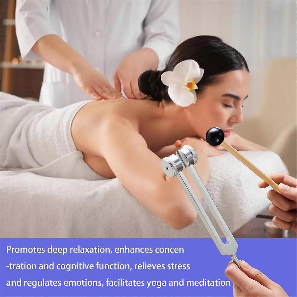 Healing Tuning Forks Set with 128Hz 136.1Hz 256Hz 384Hz Frequencies and Hockey Puck Activator for Chakra Sound Therapy