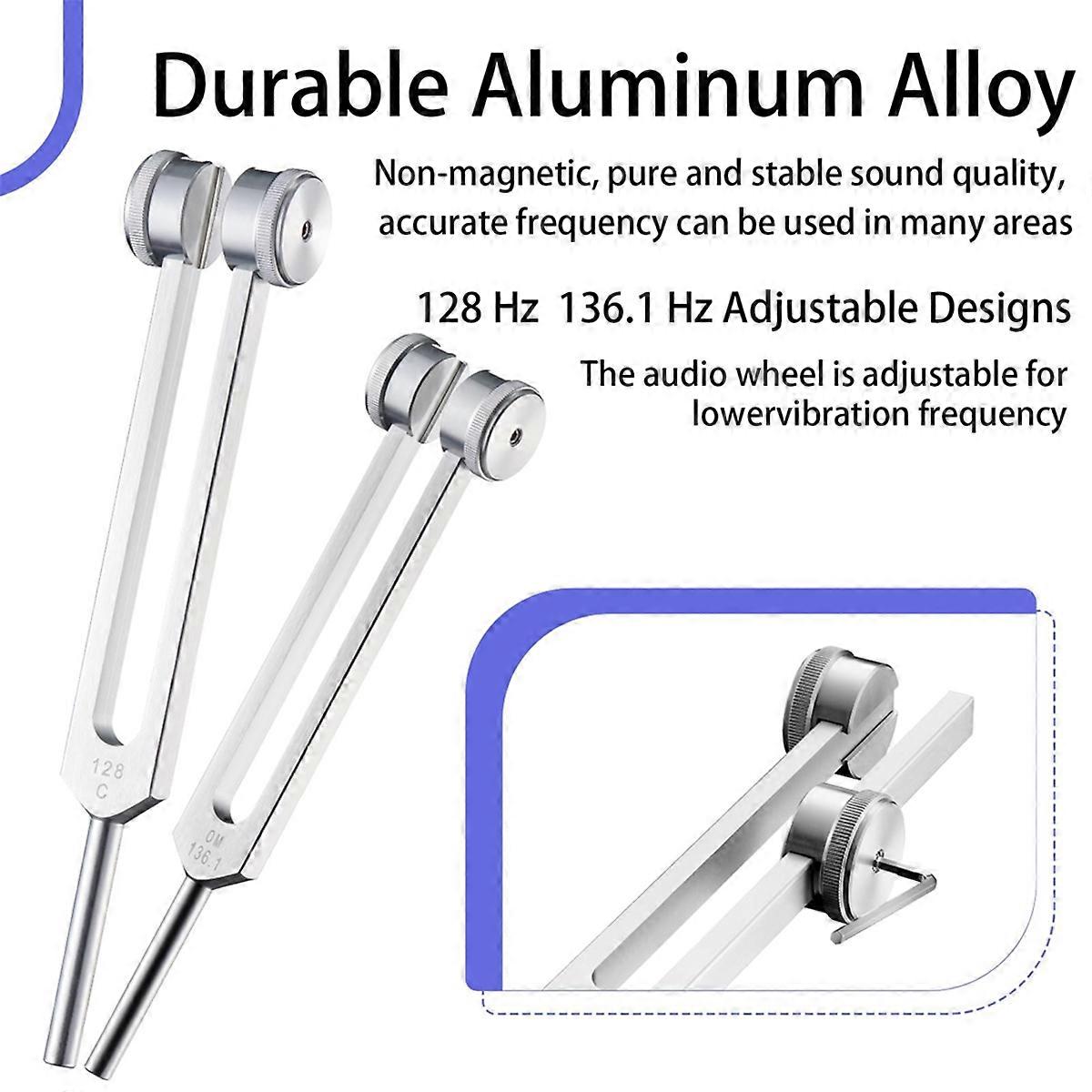 Healing Tuning Forks Set with 128Hz 136.1Hz 256Hz 384Hz Frequencies and Hockey Puck Activator for Chakra Sound Therapy