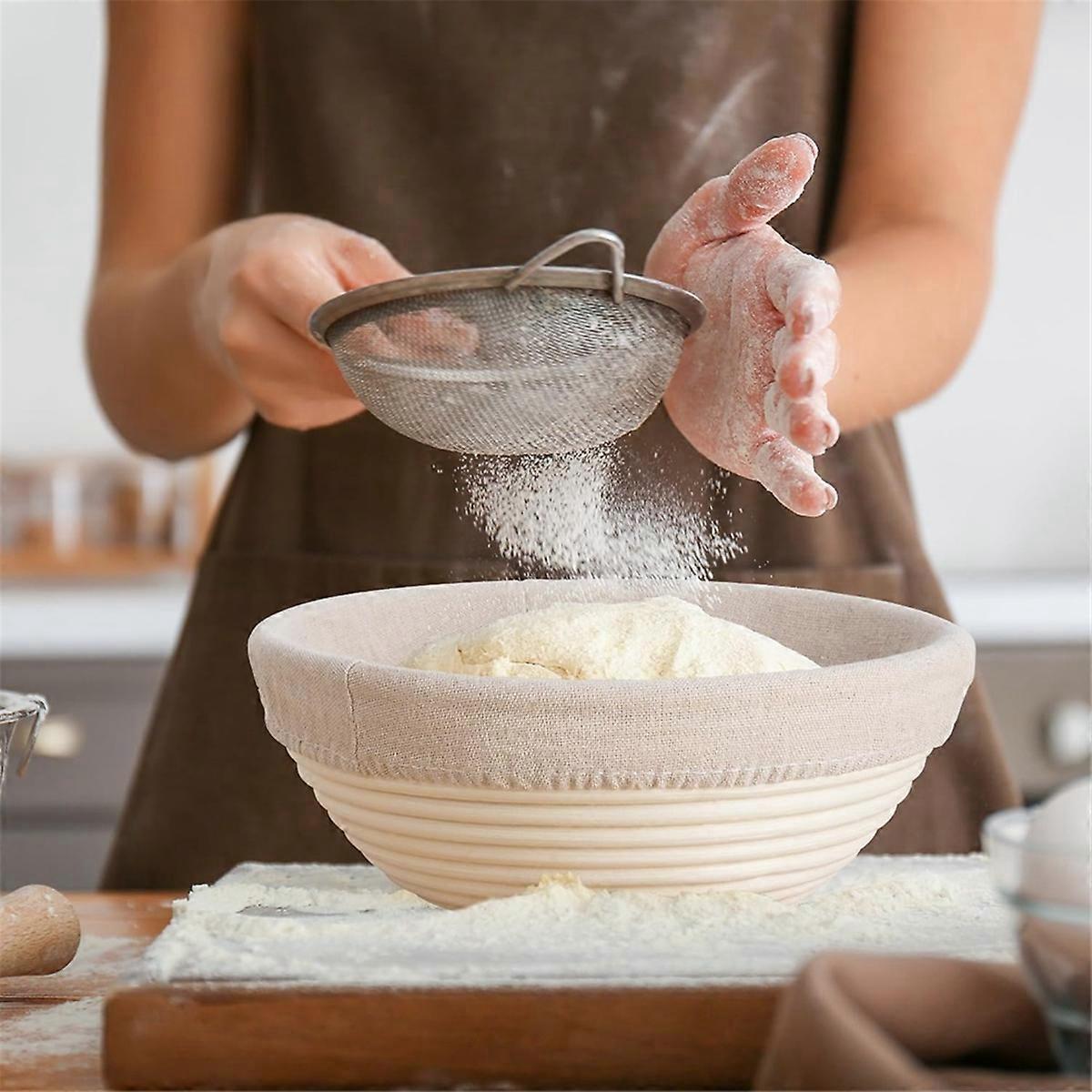 Round Handmade Rattan Bread Proofing Basket 23x8cm Compatible with Artisan Baking