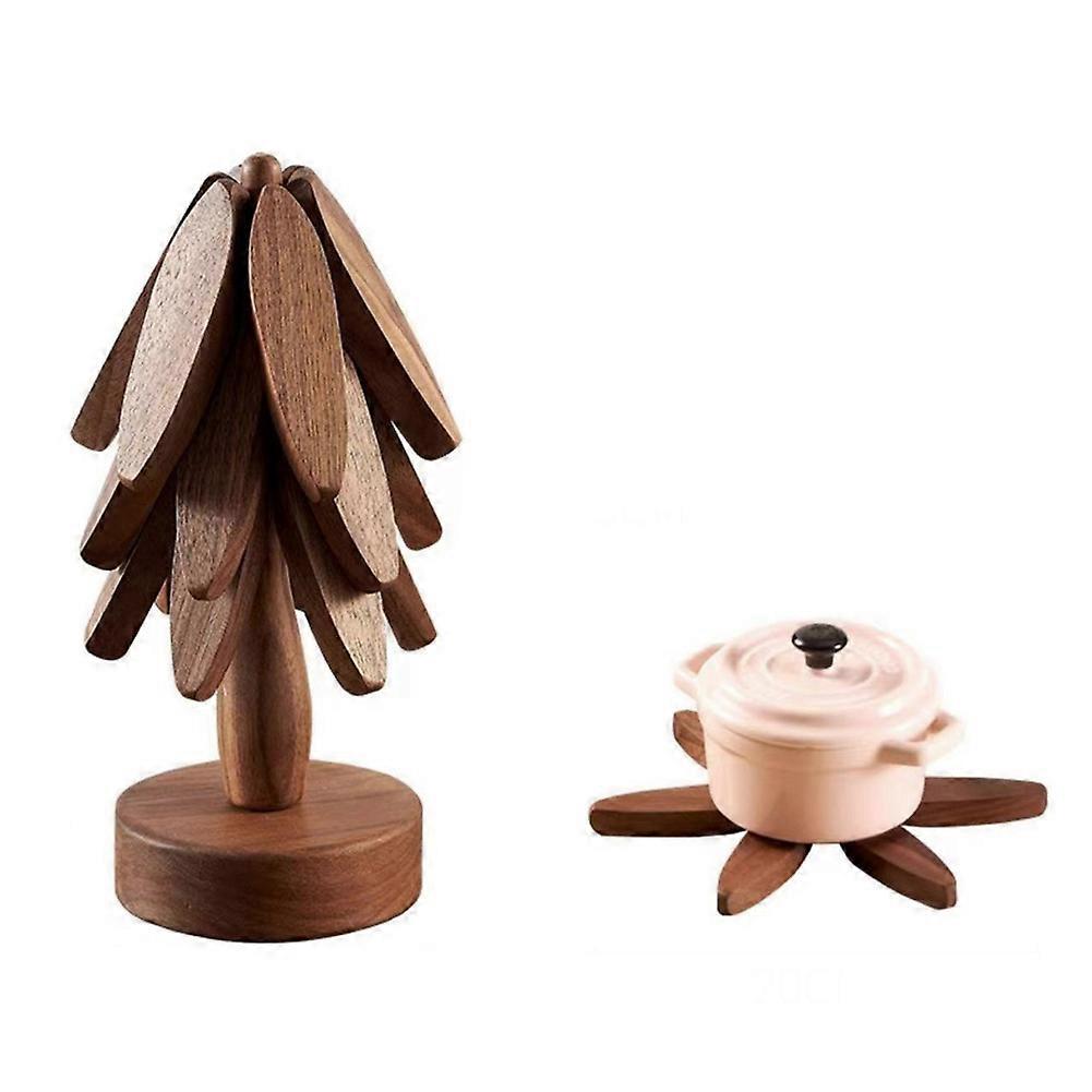 Tree Shape Wooden Coasters Set of 2, Wooden Insulation Mat