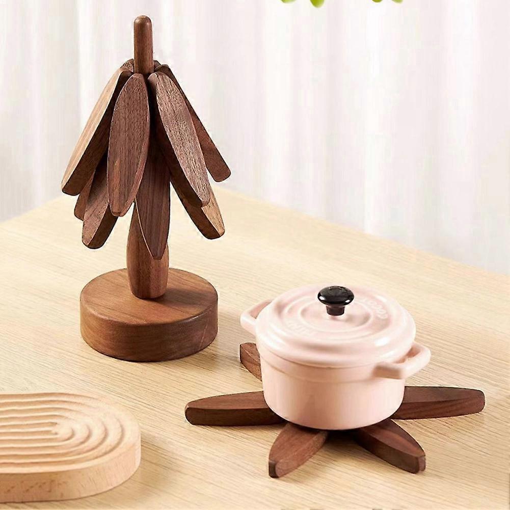 Tree Shape Wooden Coasters Set of 2, Wooden Insulation Mat