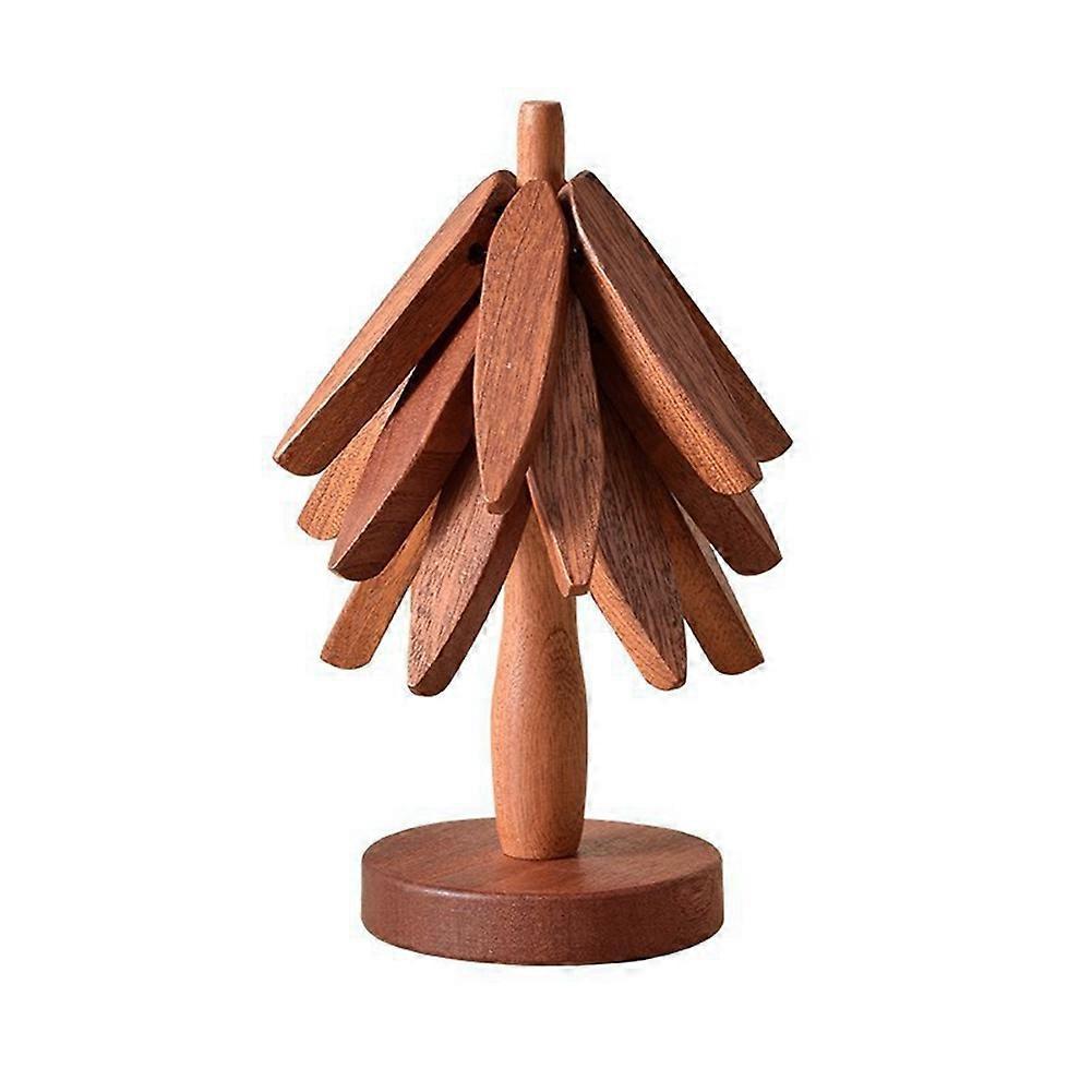 Tree Shape Wooden Coasters Set of 2, Wooden Insulation Mat